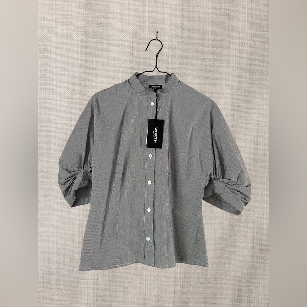 Worth Charcoal Button-Up Blouse